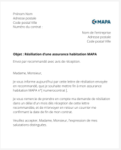 la lettre pour resilier une assurance habitation mapa