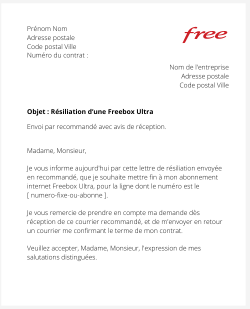 la lettre pour resilier une freebox ultra