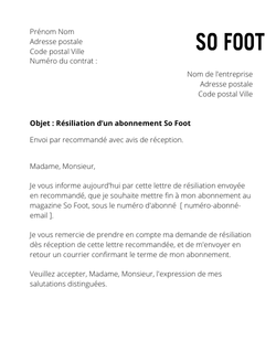 Se désabonner du magazine So Foot