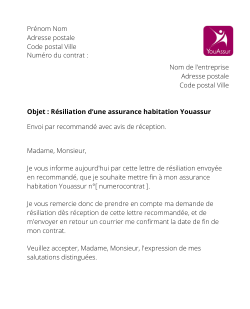 la lettre pour resilier une assurance habitation youassur