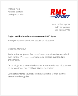 Lettre pour stopper RMC Sport