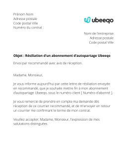 la lettre pour resilier un abonnement ubeeqo