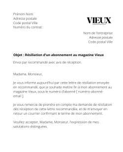 Se désabonner du magazine Vieux