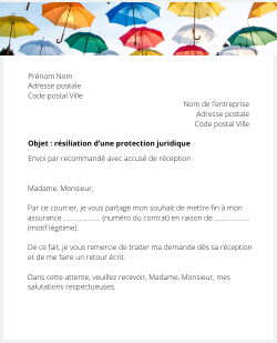 la lettre pour resilier une protection juridique