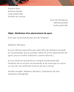 La résiliation d'un abonnement de sport